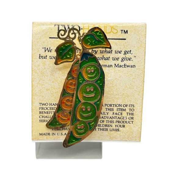 Two Hands Articulated Peas in Pods Brooch Pea Pods New Old Stock Two Hands Brand - Picture 1 of 5